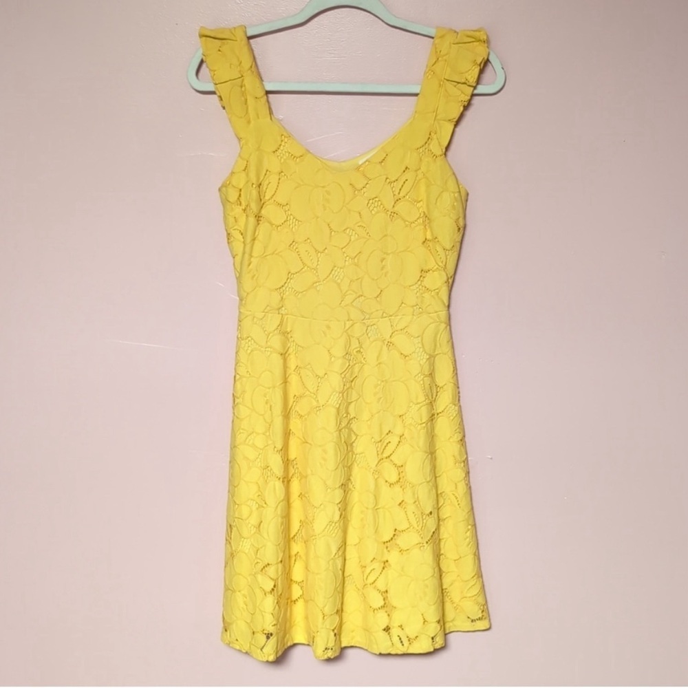 Monteau Yellow Lace Dress